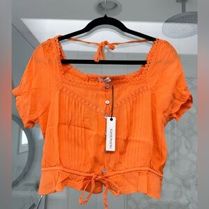 Olivaceous Vibrant Orange Crop Top